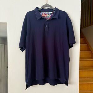 EUC Robert Graham Loud Luxury Deep Navy Polo Shirt XXL
